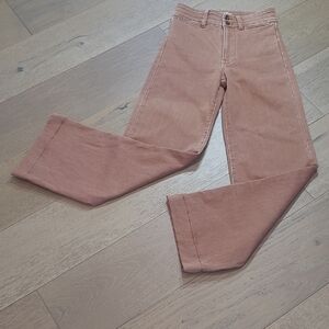 EUC Faherty Terry Harbor Pant Women's sz 24 High Rise Wide Leg Russet Brown Jean
